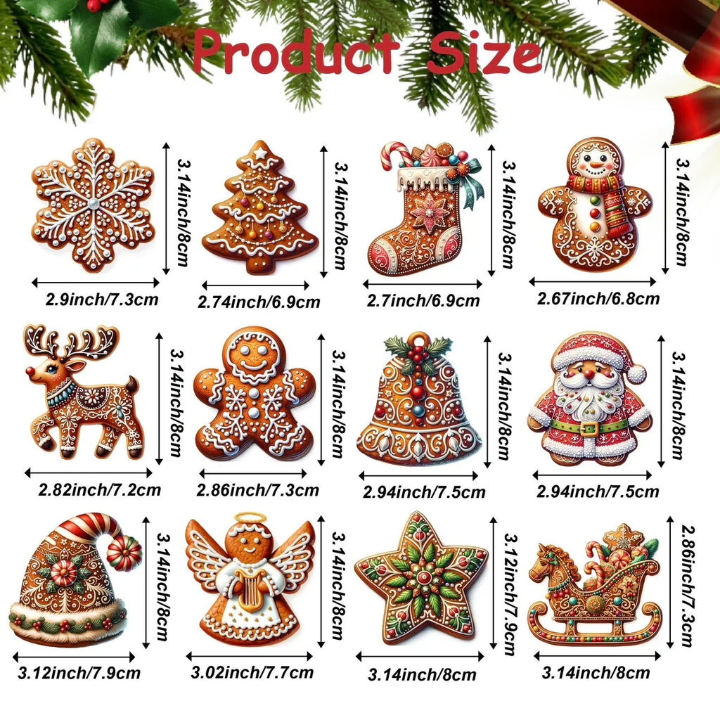 Handcrafted Wooden Christmas Ornaments, Set of 12