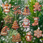 Handcrafted Wooden Christmas Ornaments, Set of 12