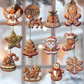 Handcrafted Wooden Christmas Ornaments, Set of 12