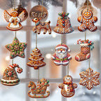Handcrafted Wooden Christmas Ornaments, Set of 12