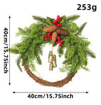 Handmade Bohemian Winter Wreath with Bells, Pinecones & Berries, 43 cm