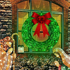 Handmade Christmas Wreath with 140 LEDs, 19.7-Inch Gold and Green