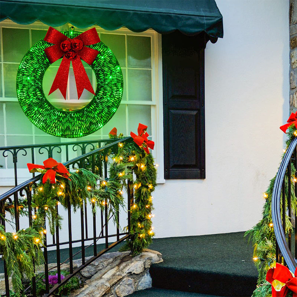 Handmade Christmas Wreath with 140 LEDs, 19.7-Inch Gold and Green