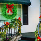 Handmade Christmas Wreath with 140 LEDs, 19.7-Inch Gold and Green