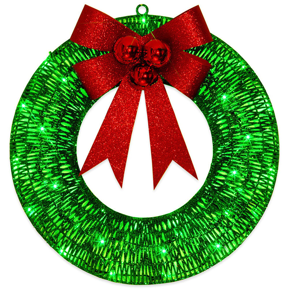 Handmade Christmas Wreath with 140 LEDs, 19.7-Inch Gold and Green
