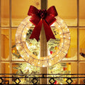 Handmade Christmas Wreath with 140 LEDs, 19.7-Inch Gold and Green
