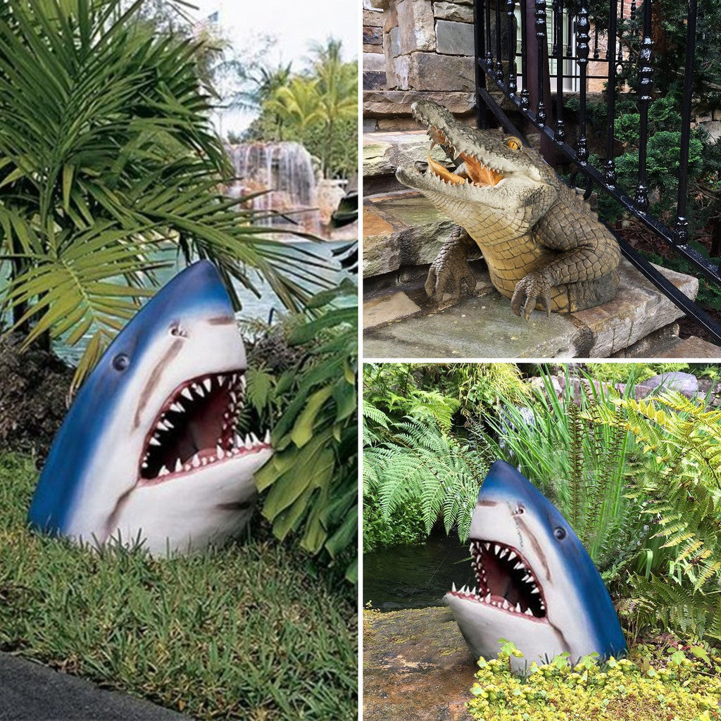 Handmade Resin Alligator Garden Statue, 19 cm