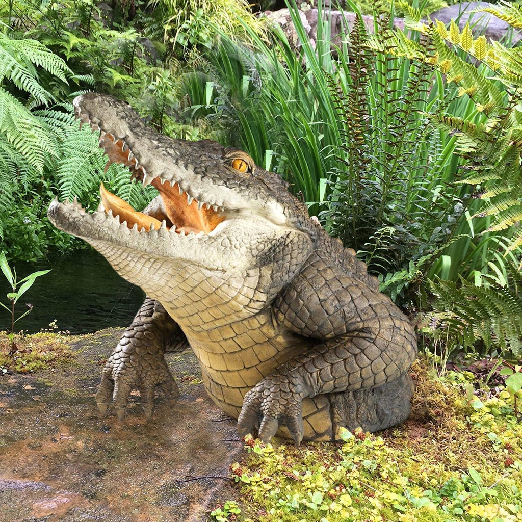 Handmade Resin Alligator Garden Statue, 19 cm