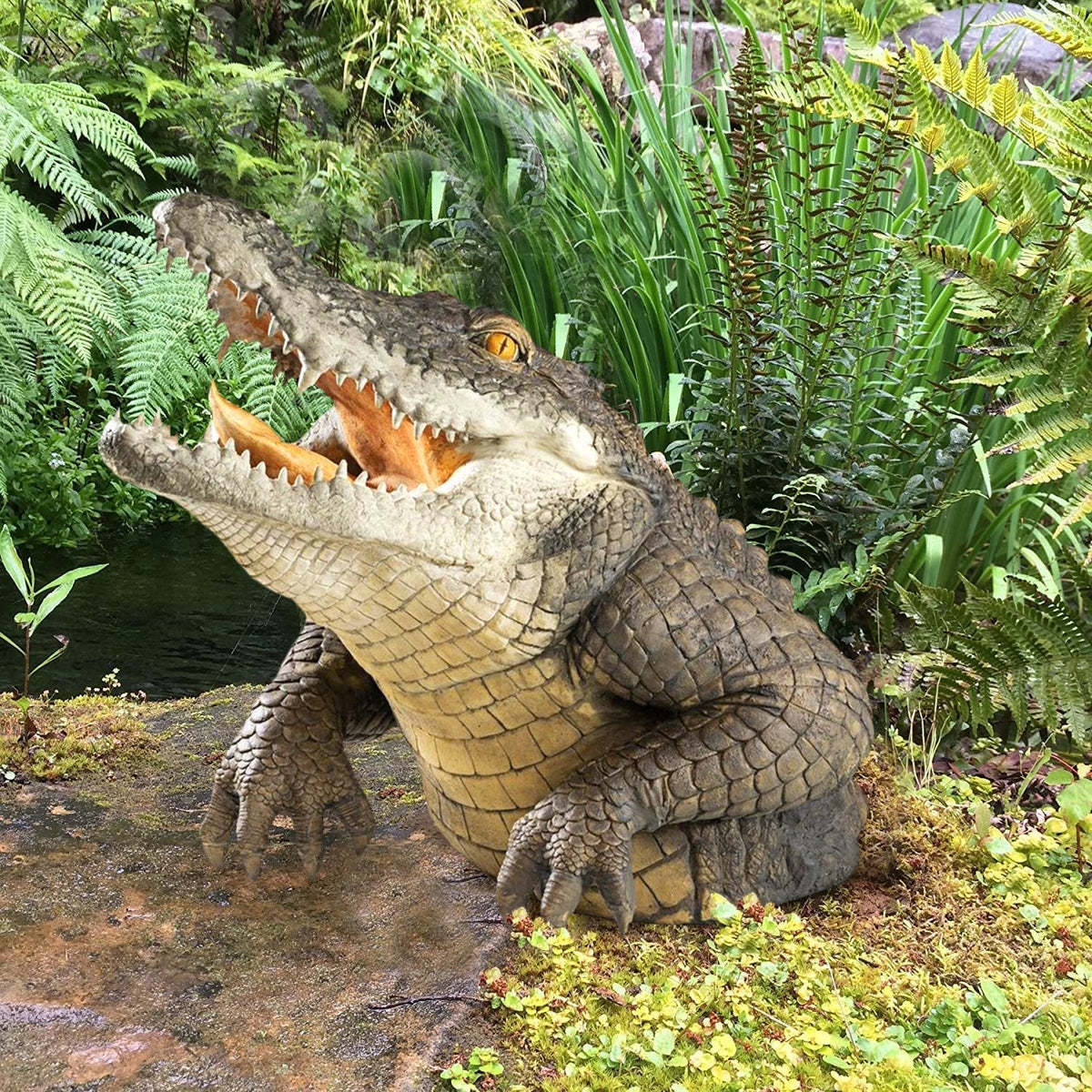 Handmade Resin Alligator Garden Statue, 19 cm