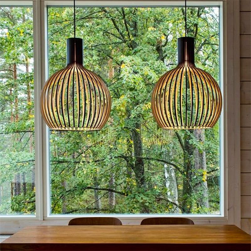 Handmade Wooden Pendant Lamp for Home - Solid Wood, E27 Bulb Compatible, view 13