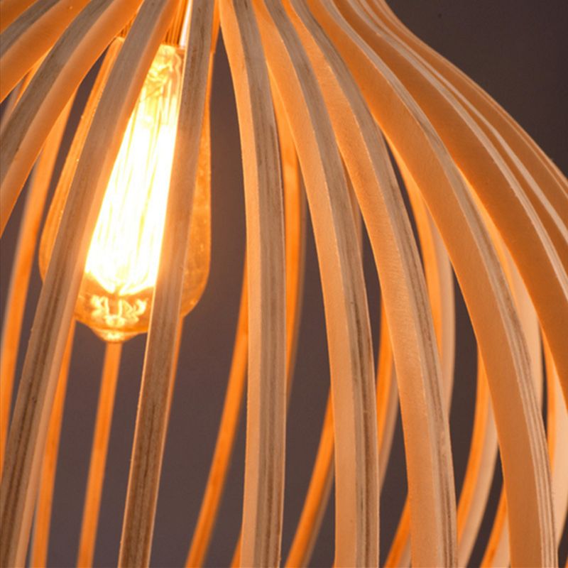 Handmade Wooden Pendant Lamp for Home - Solid Wood, E27 Bulb Compatible, view 10