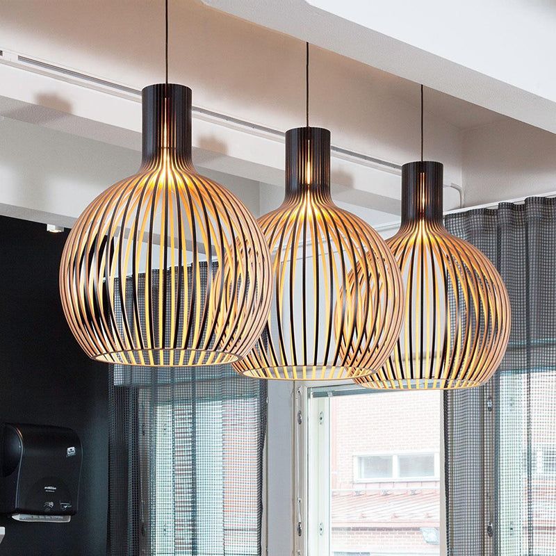 Handmade Wooden Pendant Lamp for Home - Solid Wood, E27 Bulb Compatible, view 3