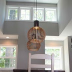 Handmade Wooden Pendant Lamp for Home - Solid Wood, E27 Bulb Compatible, view 6