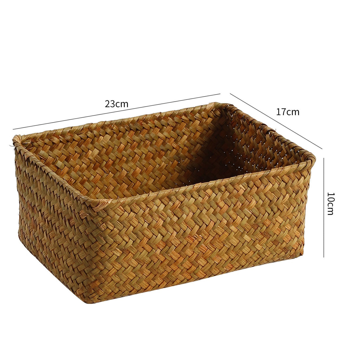 Handwoven Natural Fibre Storage Basket, 17 x 11 x 6 cm to 23 x 17 x 10 cm