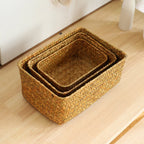 Handwoven Natural Fibre Storage Basket, 17 x 11 x 6 cm to 23 x 17 x 10 cm