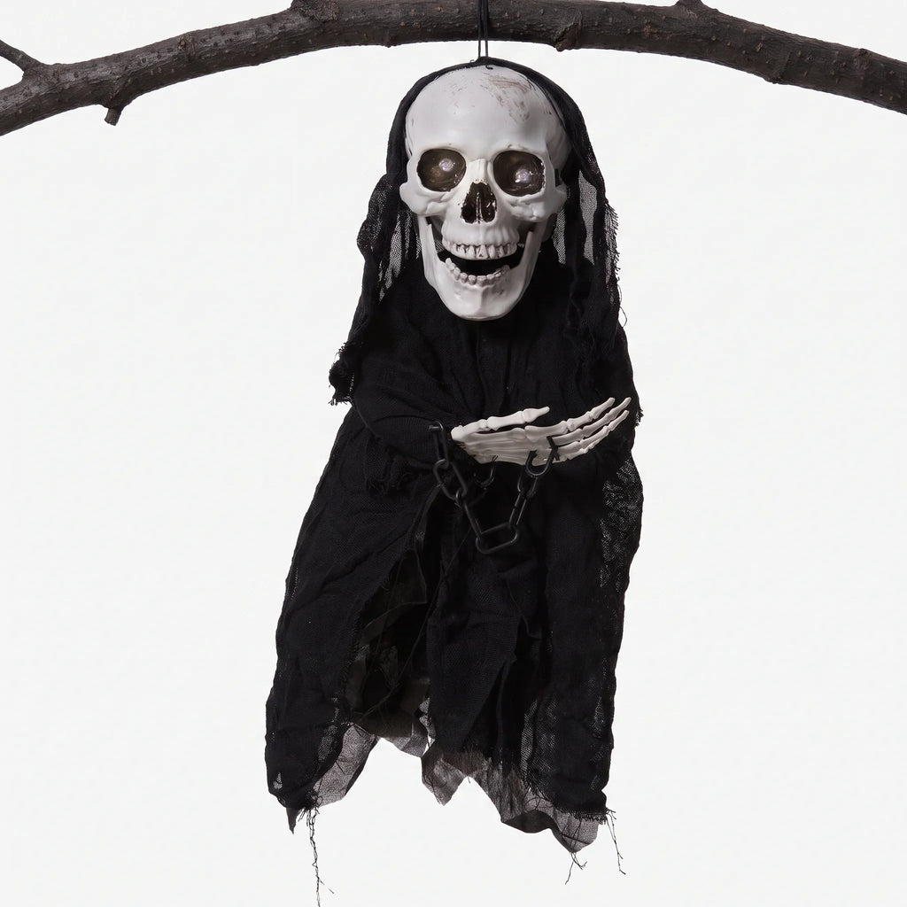 Hanging Halloween Skeleton Decoration with Glowing Eyes 33cm