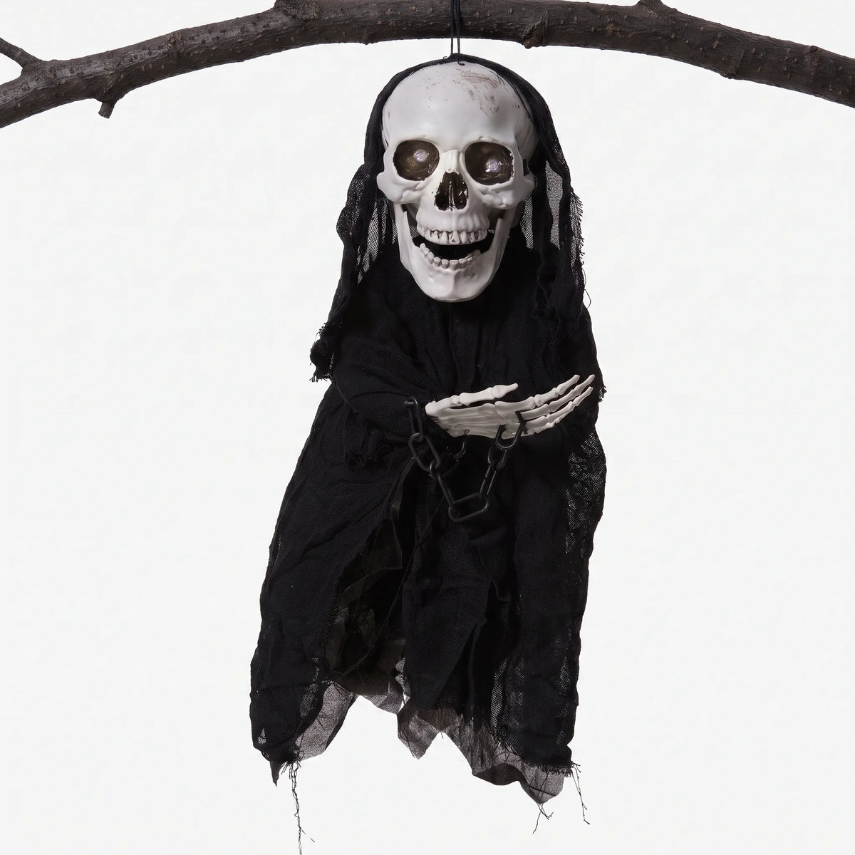 Hanging Halloween Skeleton Decoration with Glowing Eyes 33cm