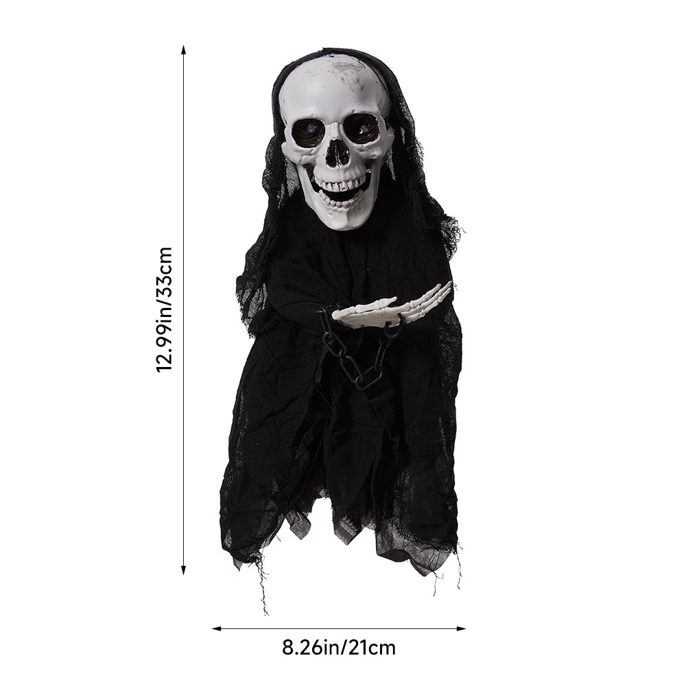 Hanging Halloween Skeleton Decoration with Glowing Eyes 33cm