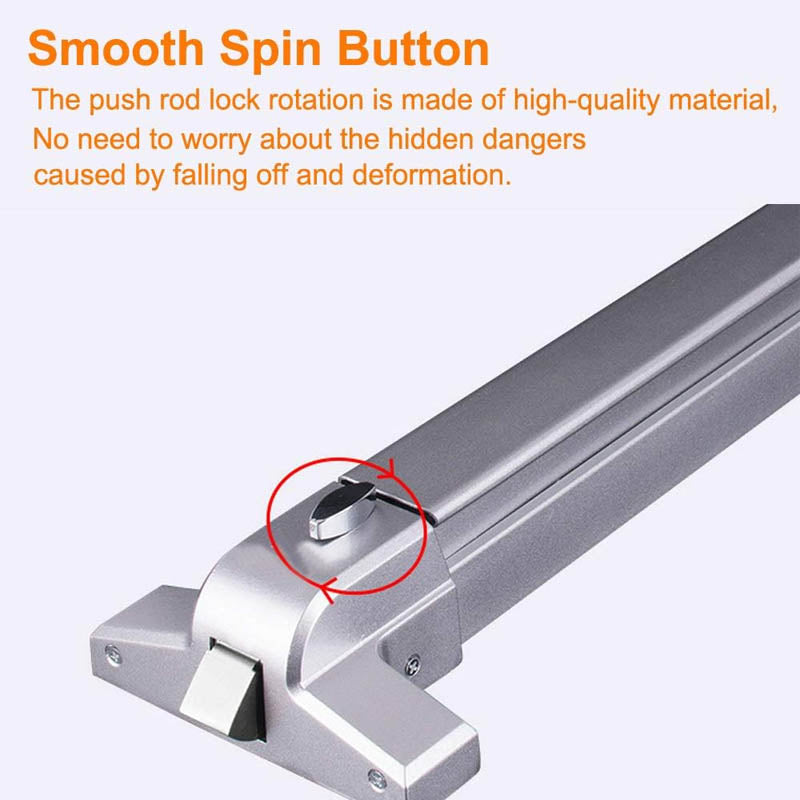 Door Push Bar with Exterior Lever for Exit Doors - Stainless Steel, view 5