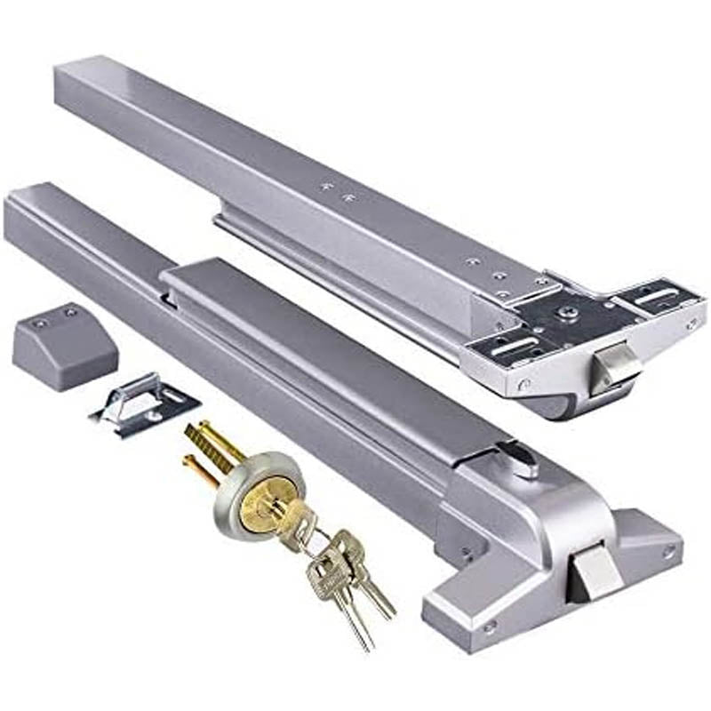 Door Push Bar with Exterior Lever for Exit Doors - Stainless Steel