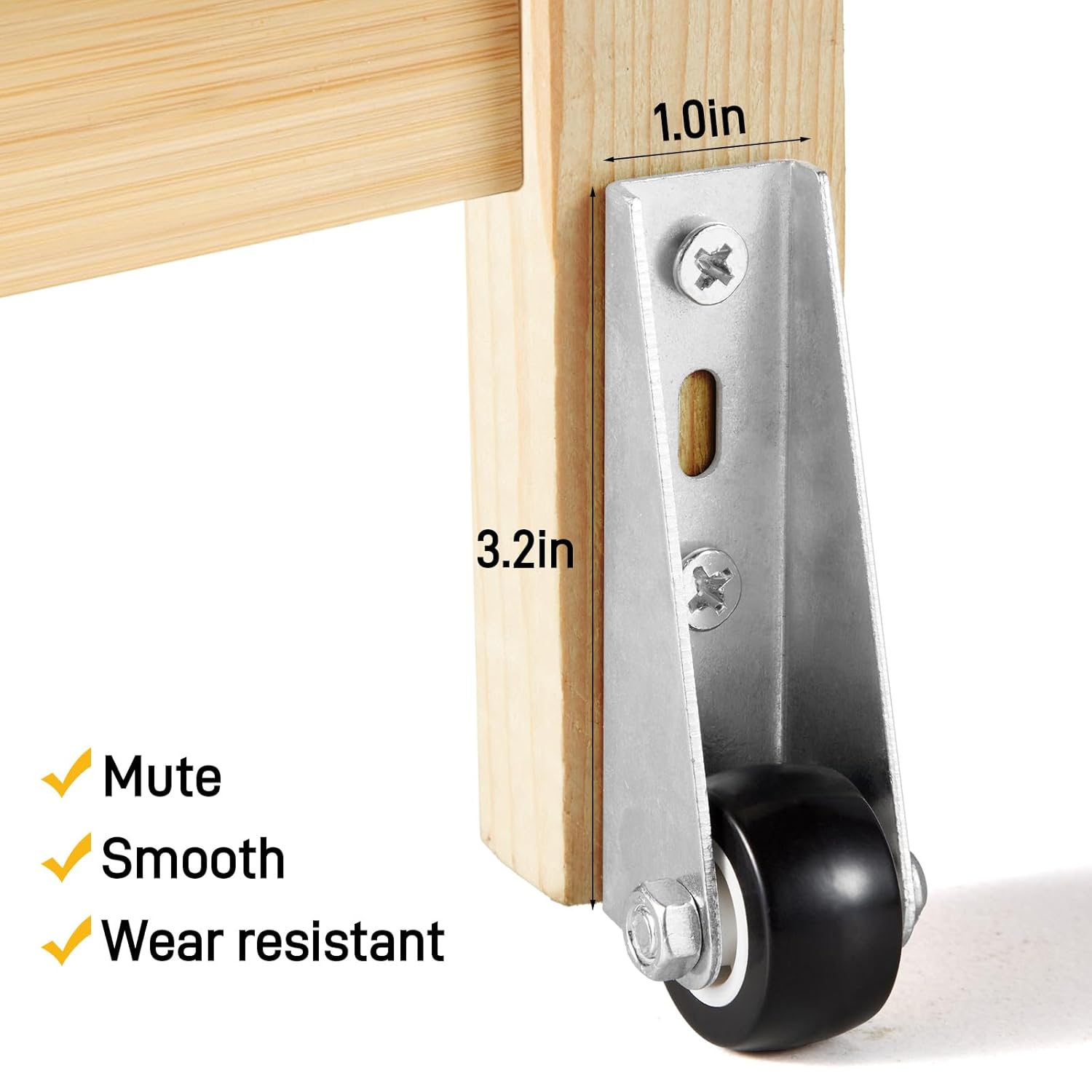 Low-Profile Side-Mount Caster Wheels for Furniture - 4 cm, 55 lbs Capacity, view 2