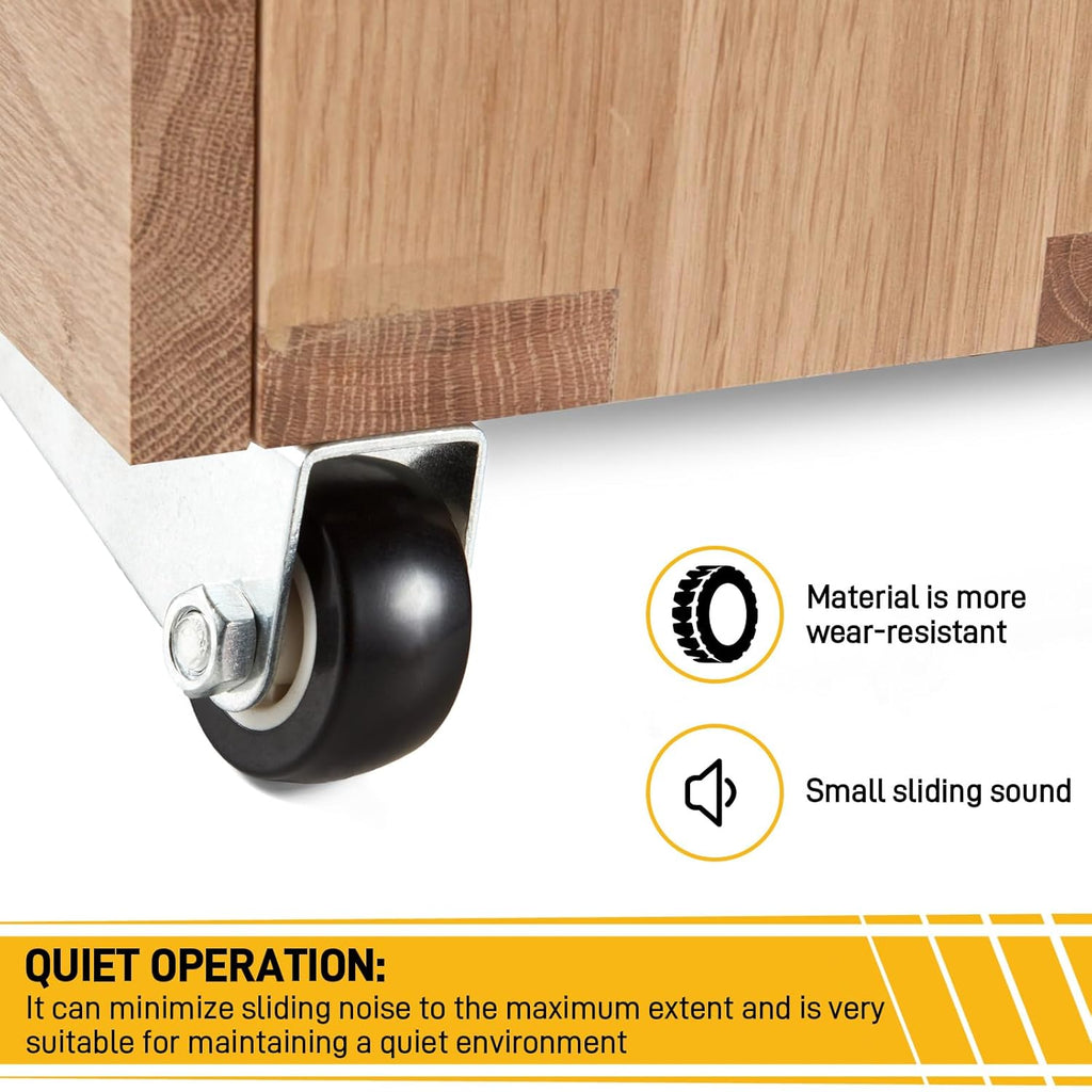 Low-Profile Side-Mount Caster Wheels for Furniture - 4 cm, 55 lbs Capacity, view 4