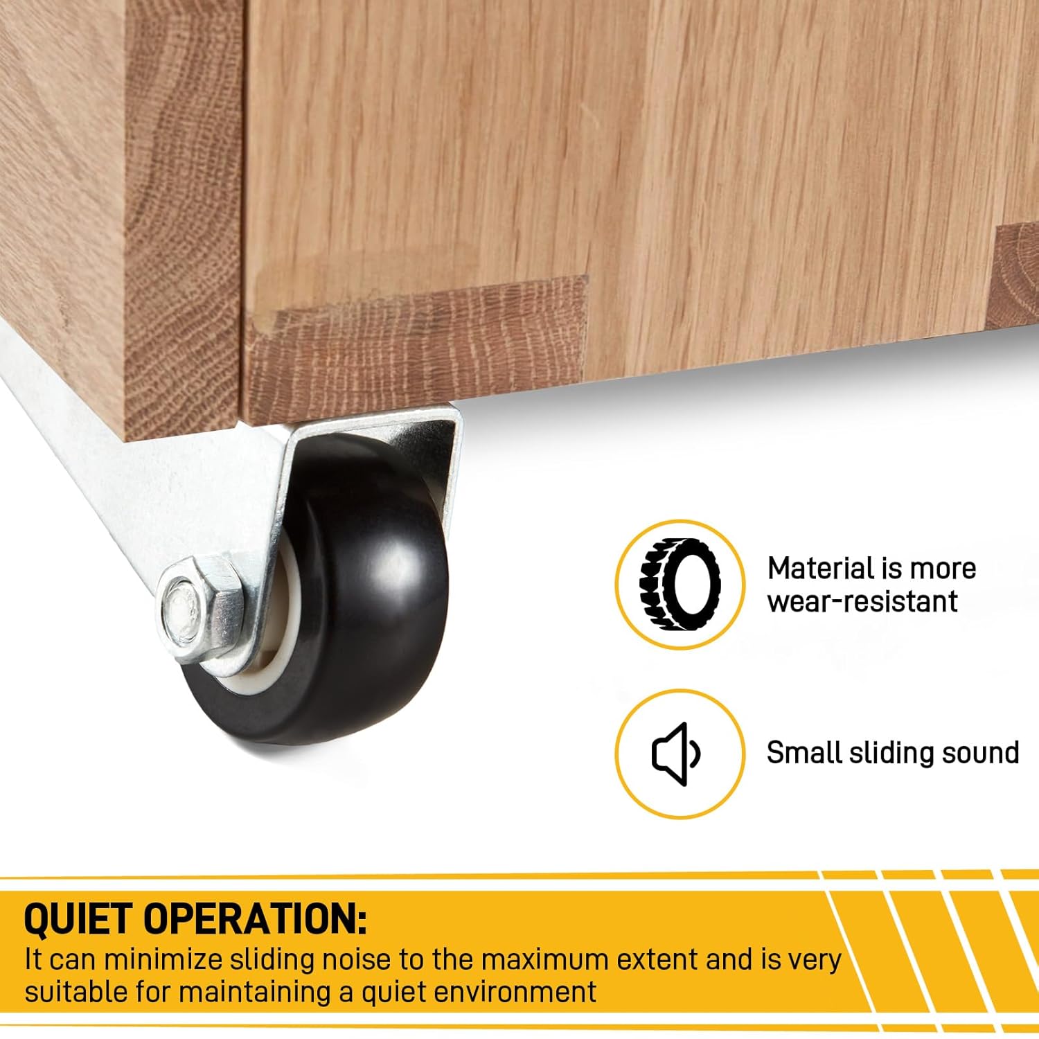 Low-Profile Side-Mount Caster Wheels for Furniture - 4 cm, 55 lbs Capacity, view 4