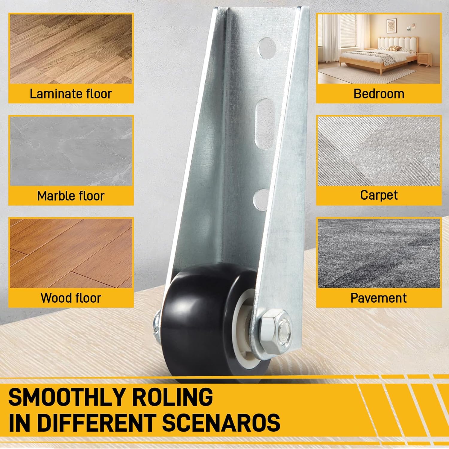 Low-Profile Side-Mount Caster Wheels for Furniture - 4 cm, 55 lbs Capacity, view 5