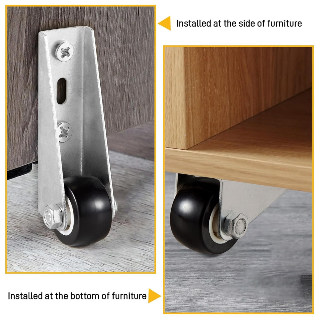 Low-Profile Side-Mount Caster Wheels for Furniture - 4 cm, 55 lbs Capacity, view 6
