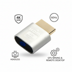 HDMI Virtual Display Adapter, 4K 3840 × 2160, Black or Silver
