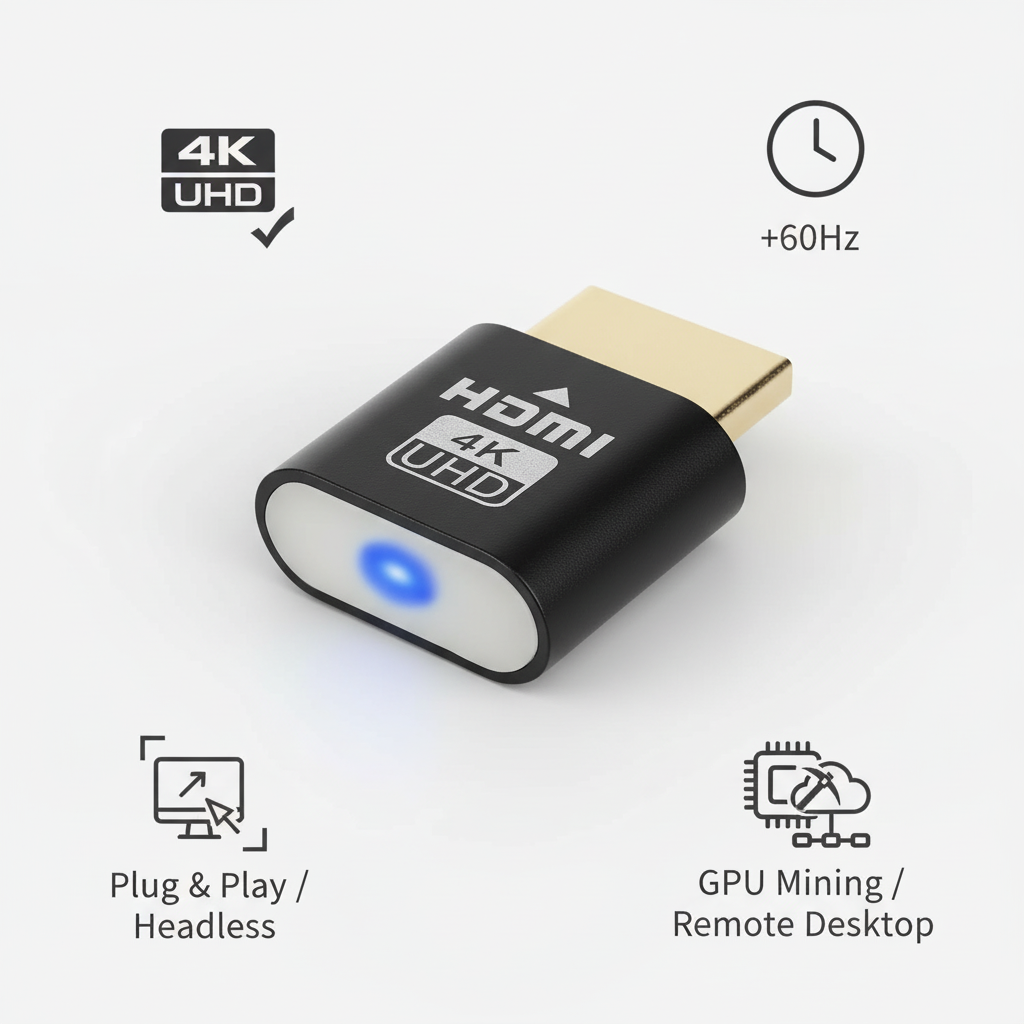 HDMI Virtual Display Adapter, 4K 3840 × 2160, Black or Silver