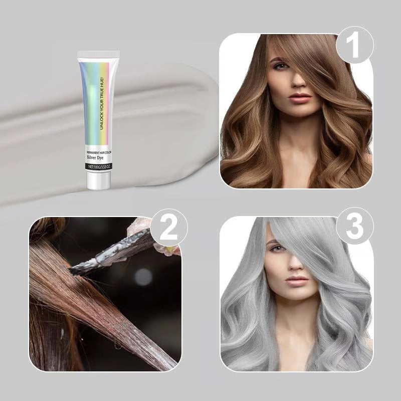 2-in-1 Natural Essence Extract Silver Hair Dye - 100g, for All Hair Types, view 8
