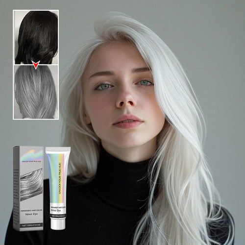 2-in-1 Natural Essence Extract Silver Hair Dye - 100g, for All Hair Types
