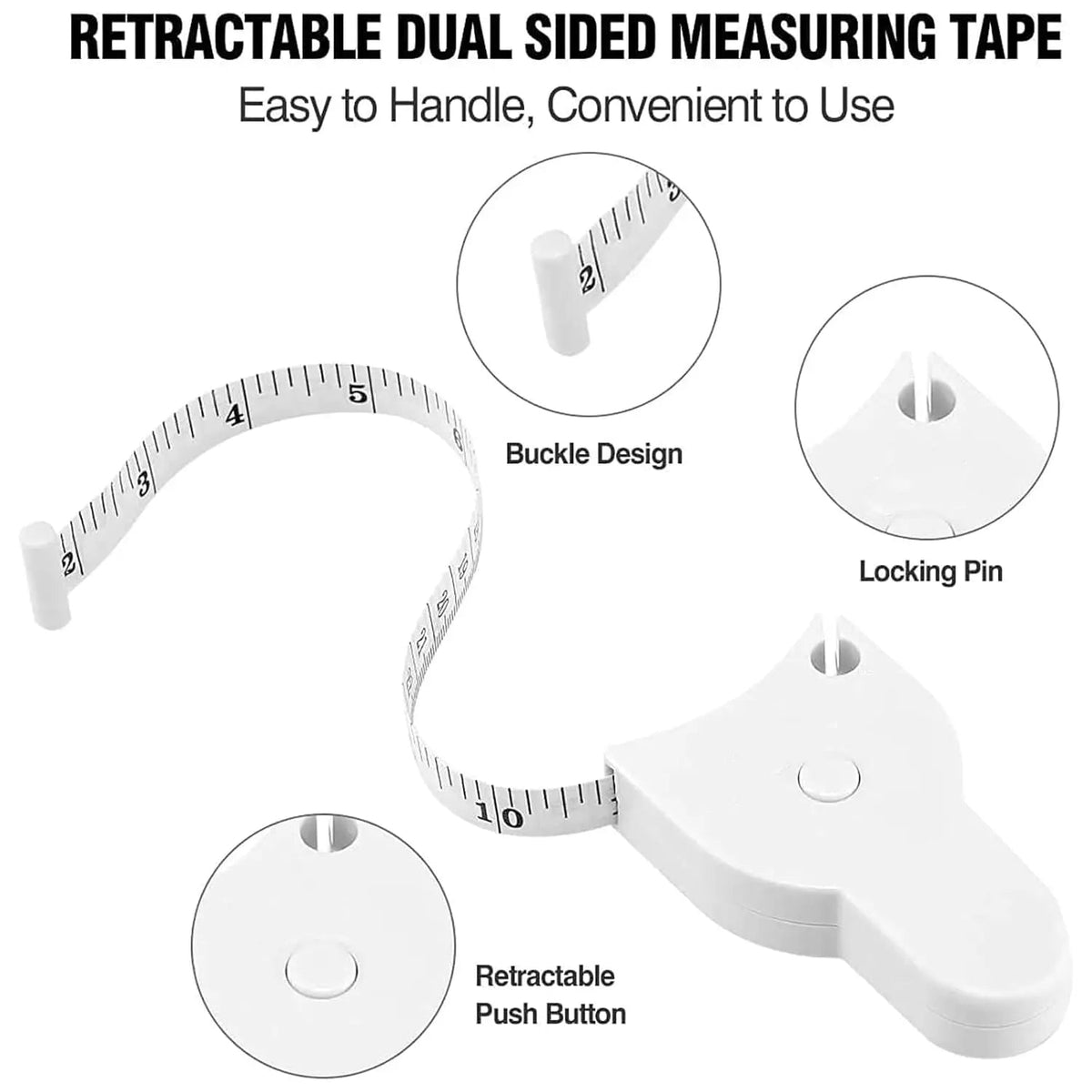 Precision Body Measuring Tape for Fitness Tracking - 150 cm, Flexible Fibreglass, view 4