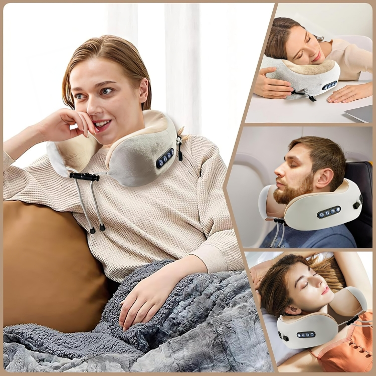 Heated Neck Massage Pillow with Memory Foam - Velvet, USB Rechargeable, view 2