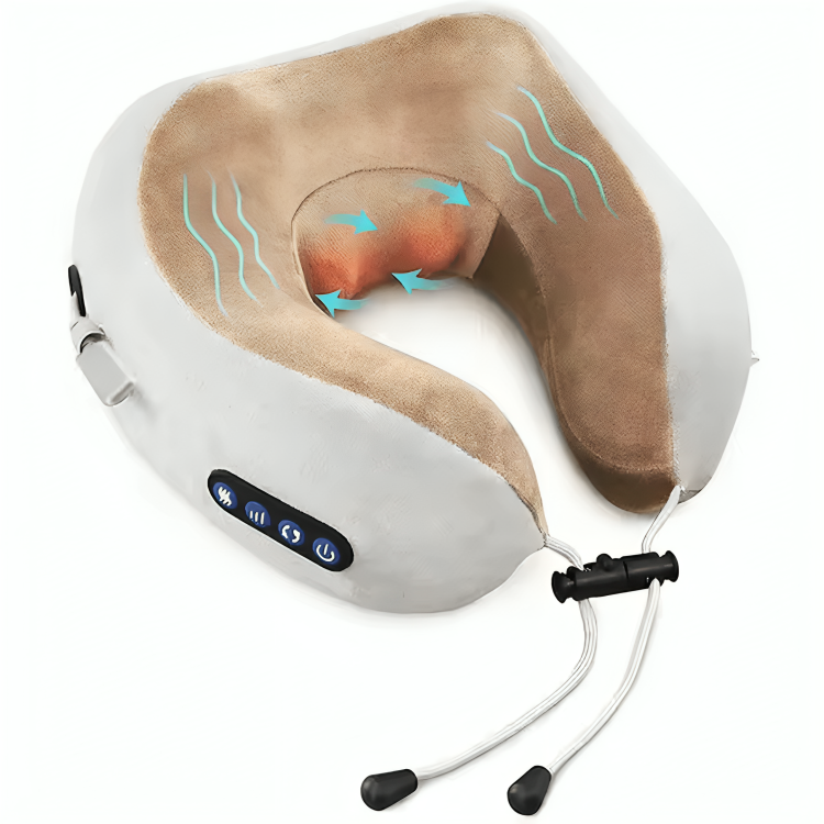 Heated Neck Massage Pillow with Memory Foam - Velvet, USB Rechargeable, view 3