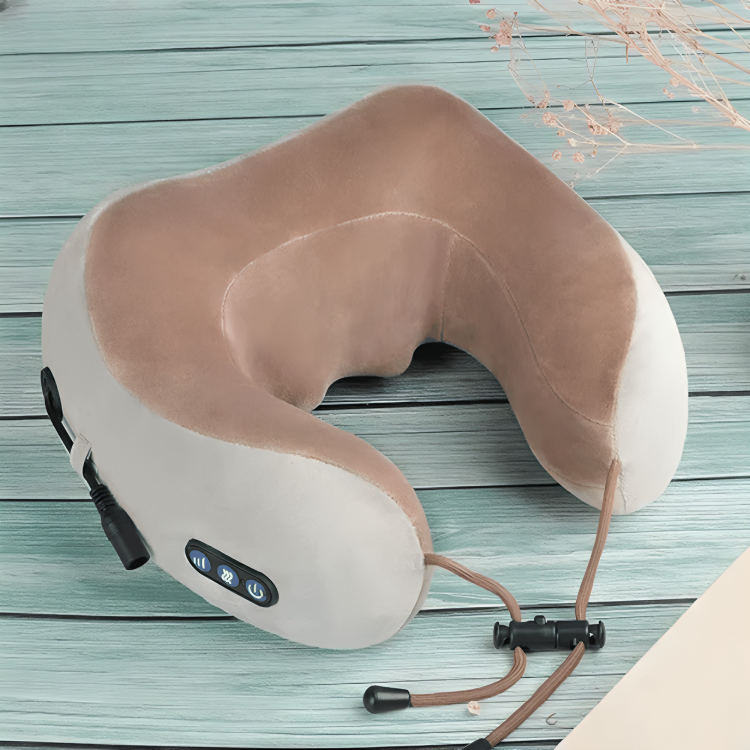 Heated Neck Massage Pillow with Memory Foam - Velvet, USB Rechargeable