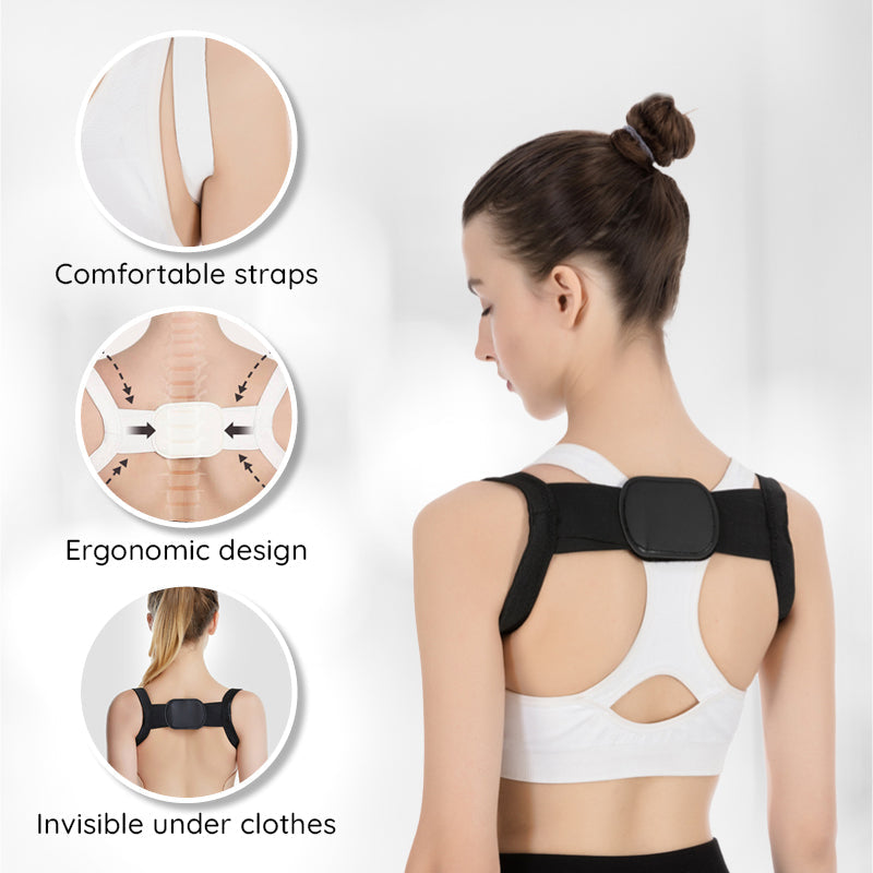 Invisible Back Posture Corrector - Adjustable, Breathable Fabric, Black, S to XL, view 3