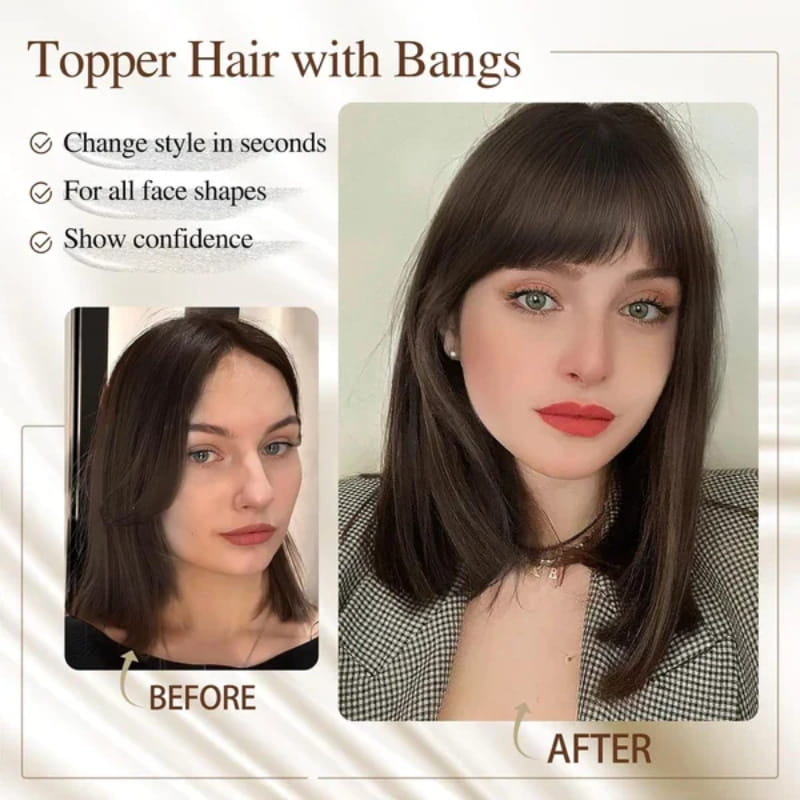 Natural Hairpiece with Bangs for Women - High-Temperature Fibre, 30 cm, view 12