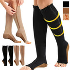 Zipper Compression Socks 20-30 mmHg Open Toe - Breathable, Antibacterial, view 2