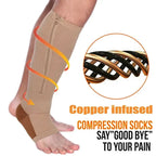 Zipper Compression Socks 20-30 mmHg Open Toe - Breathable, Antibacterial, view 3
