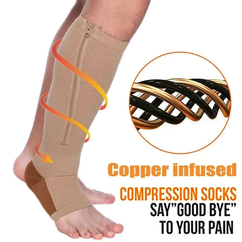 Zipper Compression Socks 20-30 mmHg Open Toe - Breathable, Antibacterial, view 3