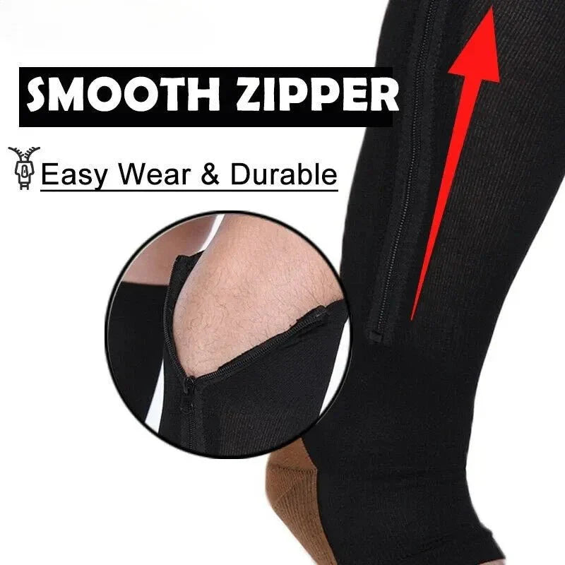 Zipper Compression Socks 20-30 mmHg Open Toe - Breathable, Antibacterial, view 6