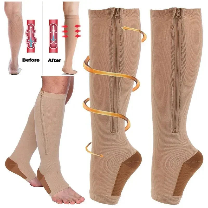 Zipper Compression Socks 20-30 mmHg Open Toe - Breathable, Antibacterial, view 8