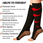 Zipper Compression Socks 20-30 mmHg Open Toe - Breathable, Antibacterial
