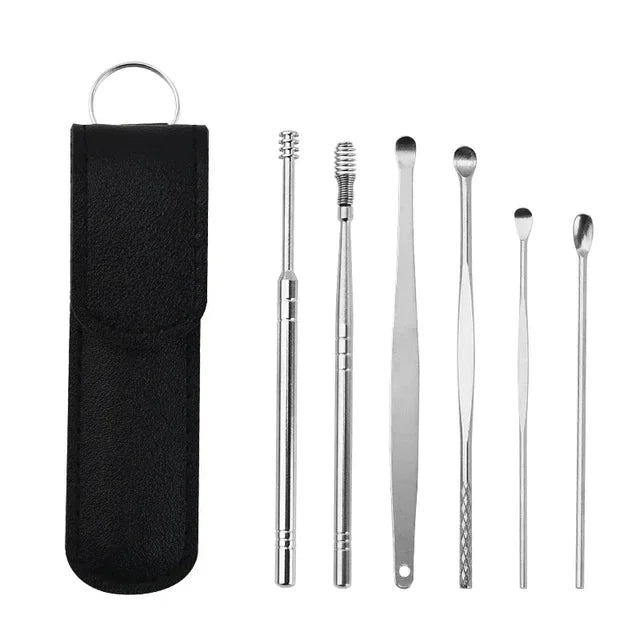 Stainless Steel Ear Wax Remover 6-Piece Cleaning Tool Set - Portable Ear Care, view 3