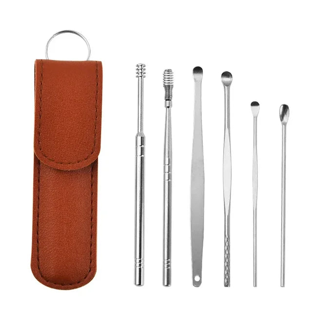 Stainless Steel Ear Wax Remover 6-Piece Cleaning Tool Set - Portable Ear Care, view 4