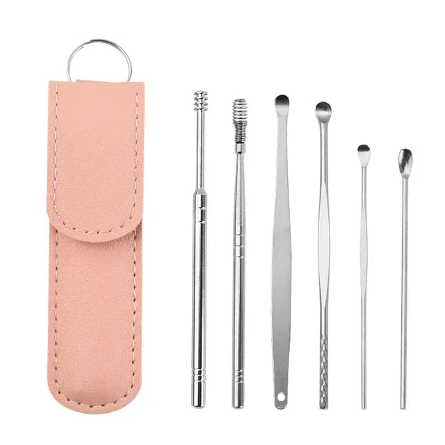 Stainless Steel Ear Wax Remover 6-Piece Cleaning Tool Set - Portable Ear Care, view 6