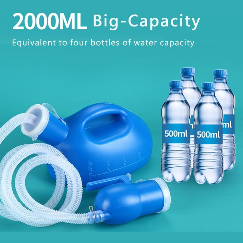 Portable Urinal Bottle for Travel and Outdoor Use - 2000ml, Leak-Proof Plastic, view 2