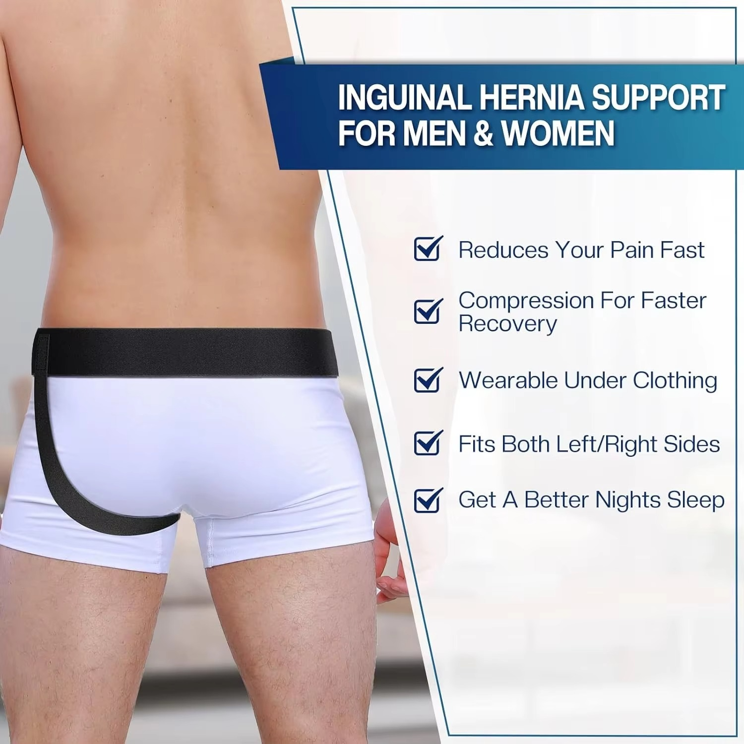 Hernia Support Belt for Men and Women - Removable Compression Pads, view 4